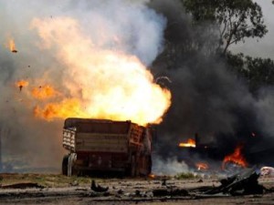 В Украине взорвался военный грузовик с боеприпасами