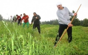 Лукашенко научил Депардье косить траву