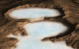 На Марсе было обнаружено большое замерзшее озеро