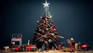 Как сделать креативную новогоднюю елку с помощью строительных инструментов