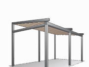 Пристенная пергола с двумя автоматическими тентами и LED-подсветкой: стиль и функциональность