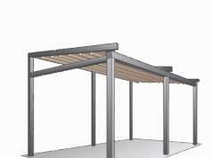 Пристенная пергола с двумя автоматическими тентами и LED-подсветкой: стиль и функциональность